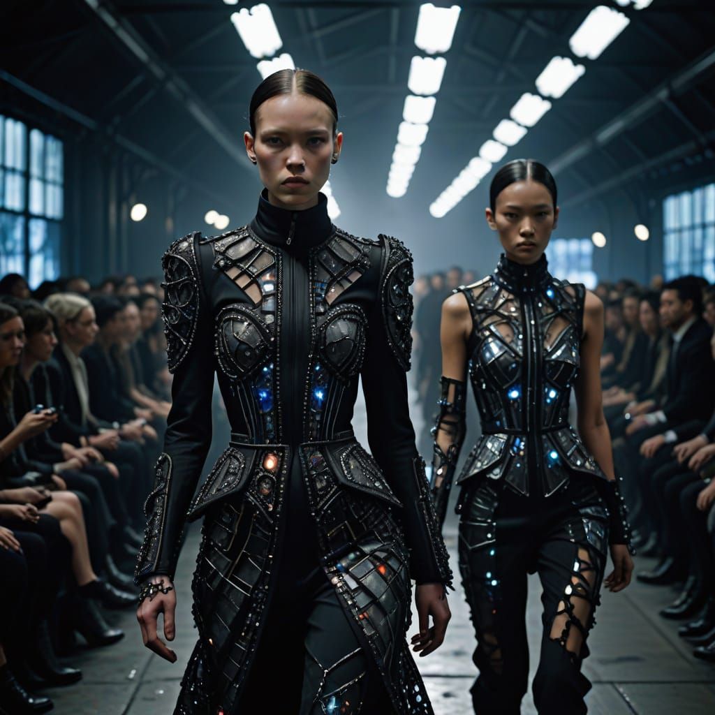 Avant-Garde Fashion Revolutionaries Stroll Down a Futuristic...