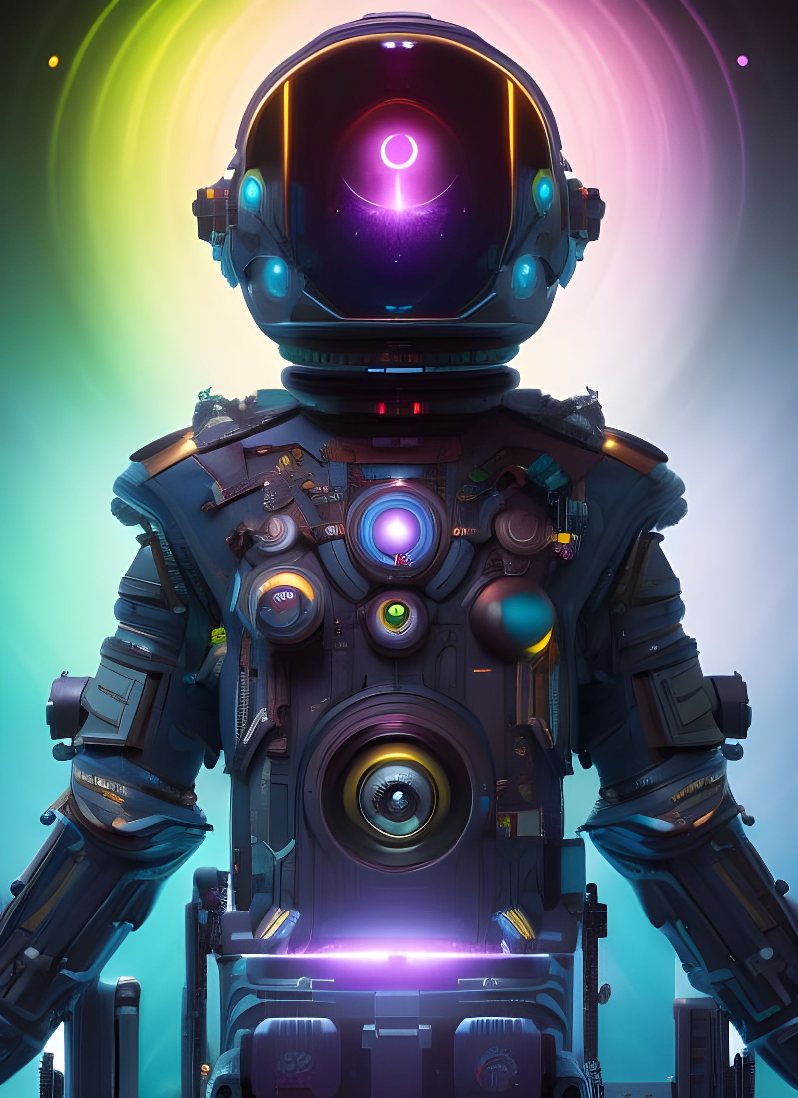 Atompunk Astronaut in Cyber Neon Space