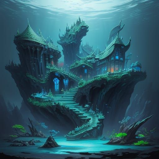 Intricate Fantasy Aquarium in a Figure Eight Shape