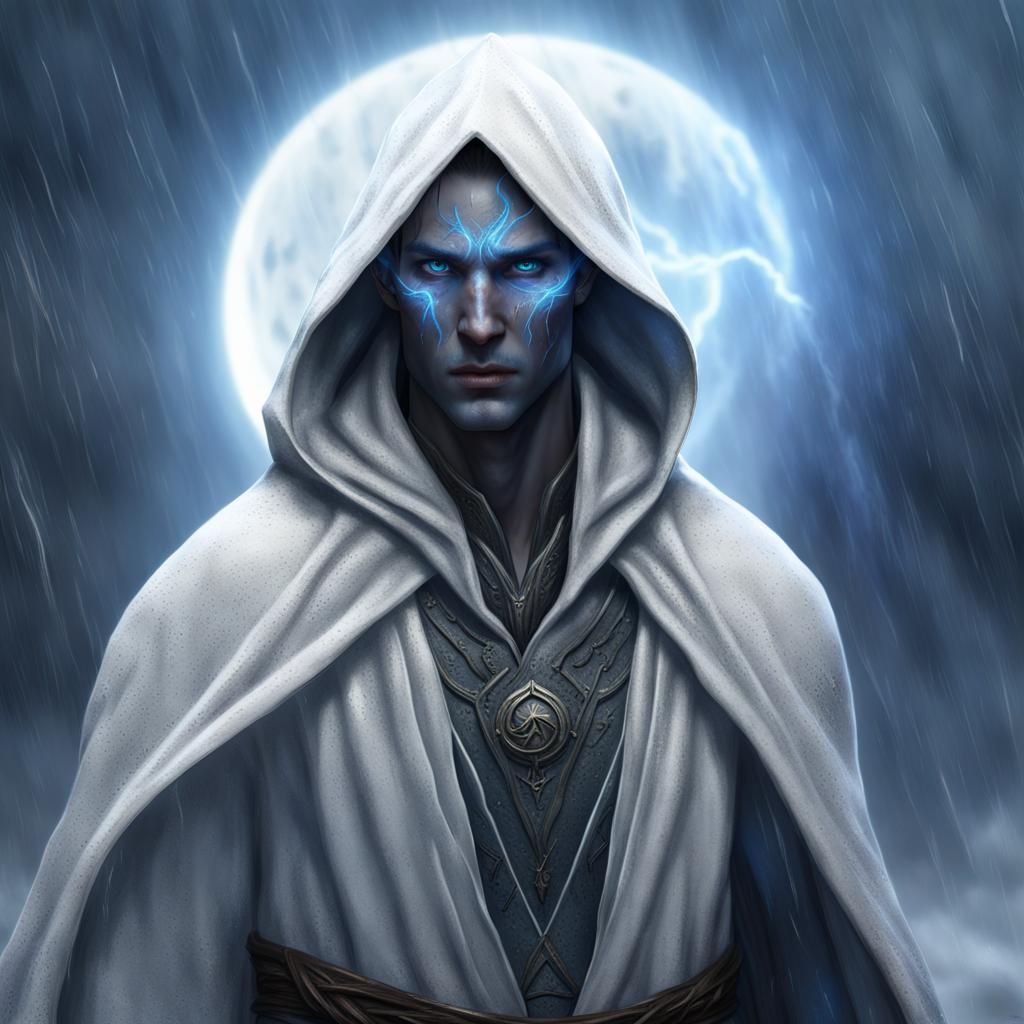 Eerie Elf in Snowy, Moonlit Scene