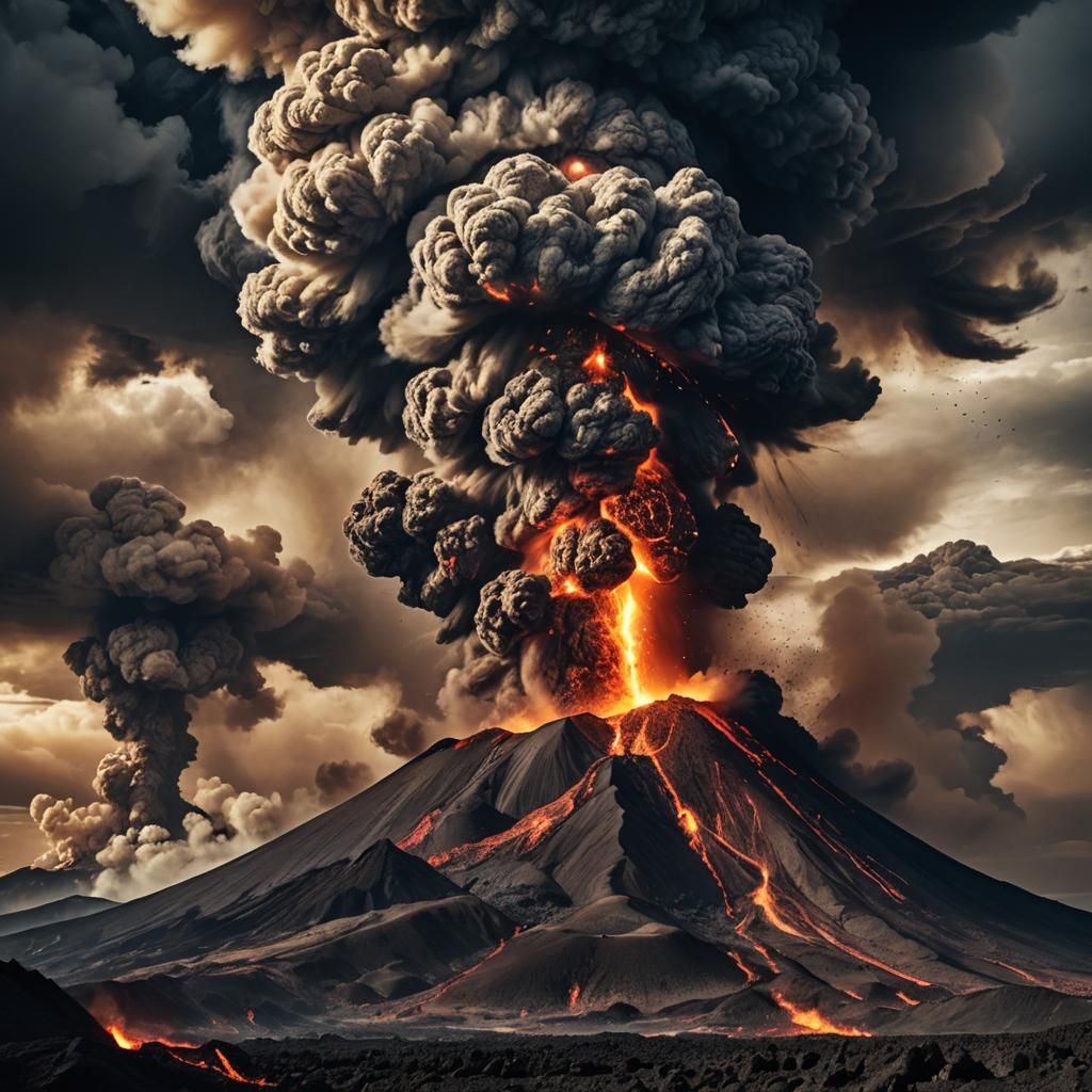 Apocalyptic Volcano Eruption in Dramatic Photography