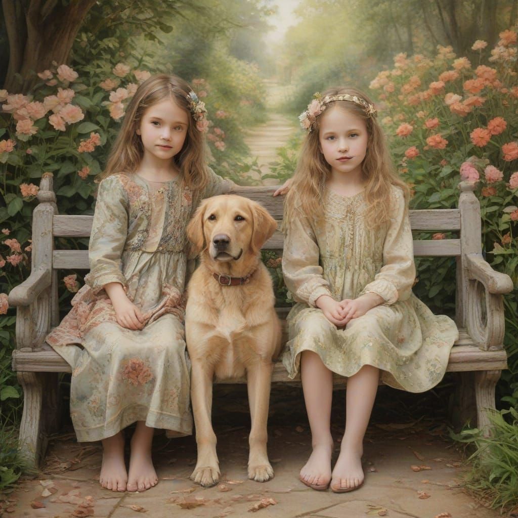 Girls and Dog