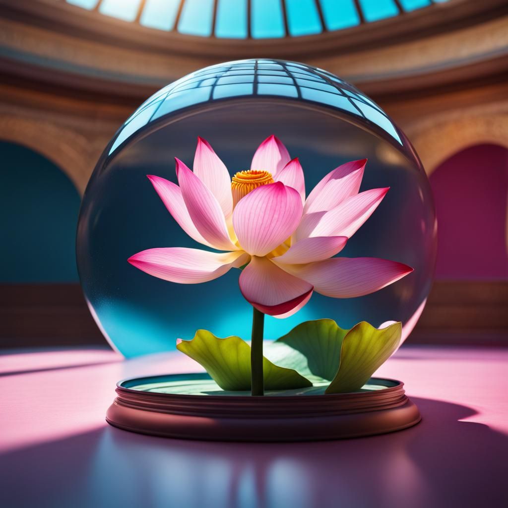 Lotus Flower Under Dome in Splash Art Style
