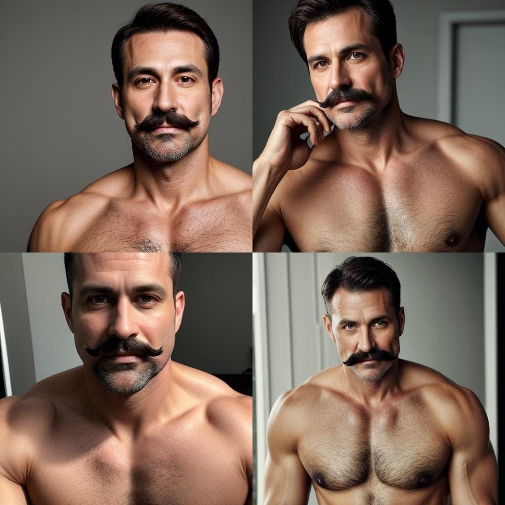 Portrait of Muscular Man with Mustache