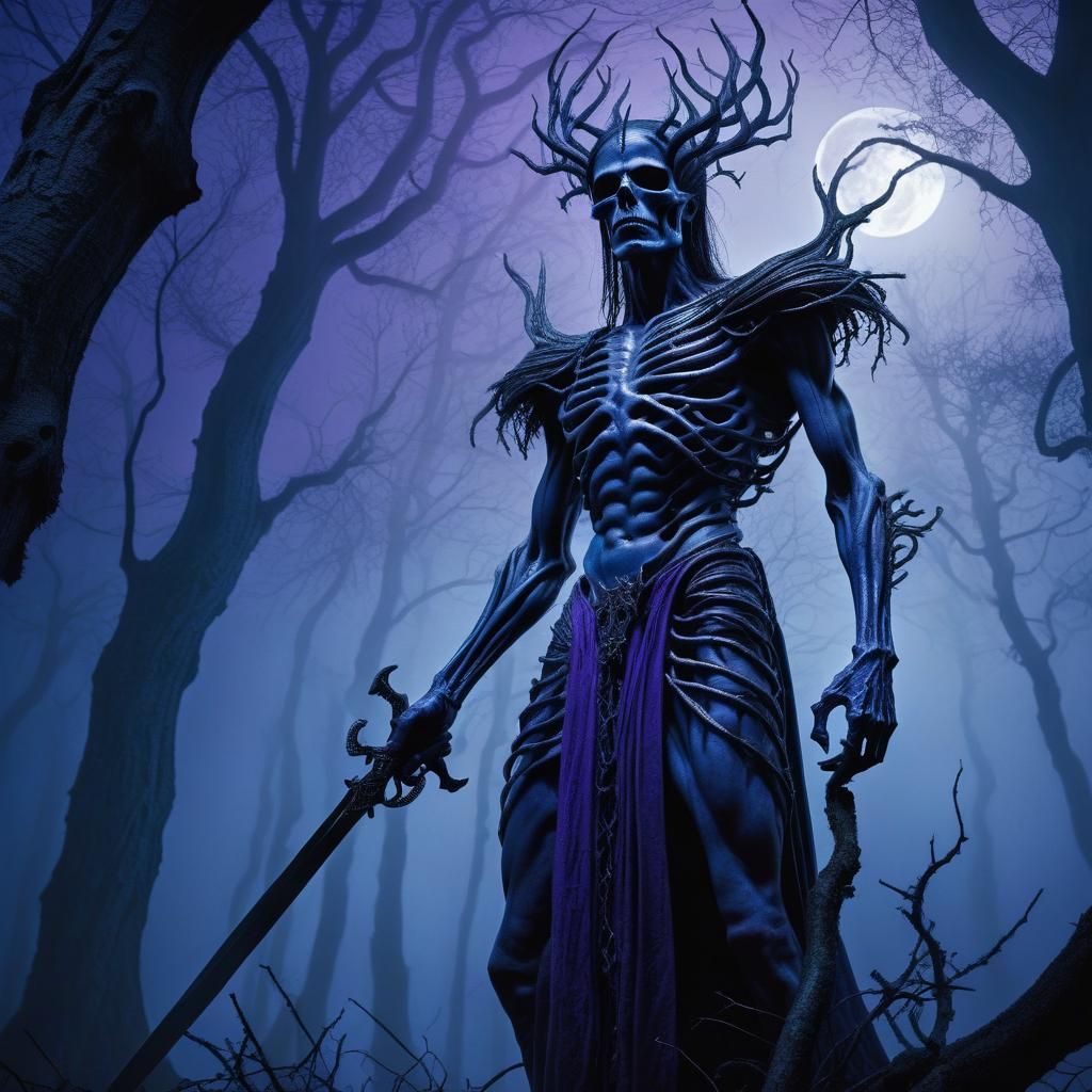 Eerie Fae Prince in Dark Fantasy Forest
