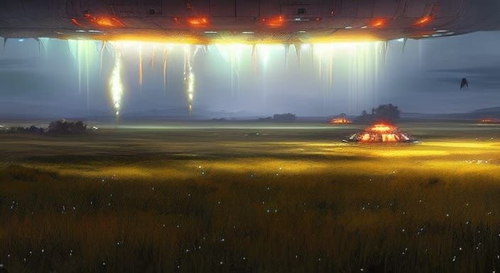 floating over farm