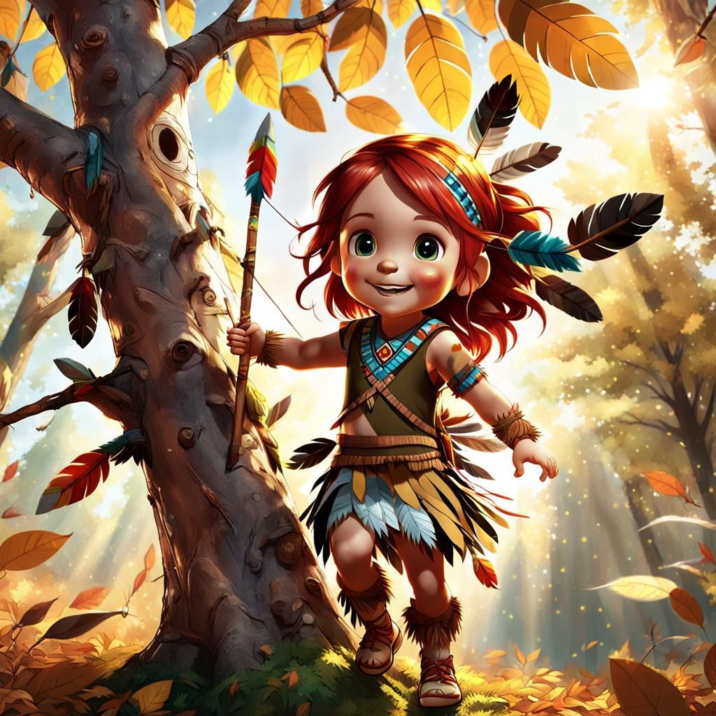 Anime Girl Climbing Tree in Sunlight, 3D Render