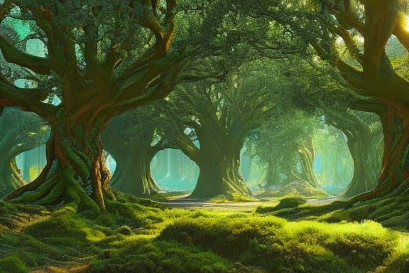 Magical Fairies and Dryads in Hyperrealistic Landscape