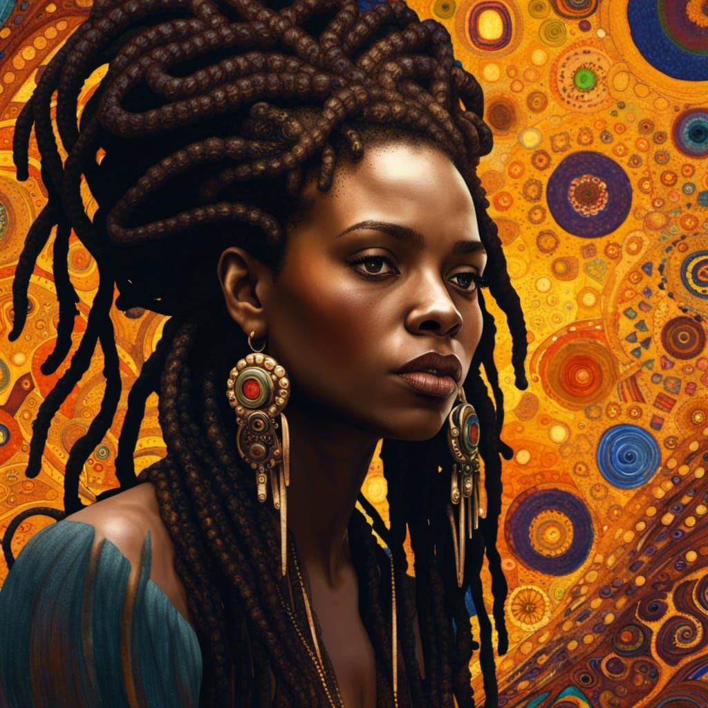 Psychedelic Hip Hop Portrait in Klimt-Inspired Goth Style