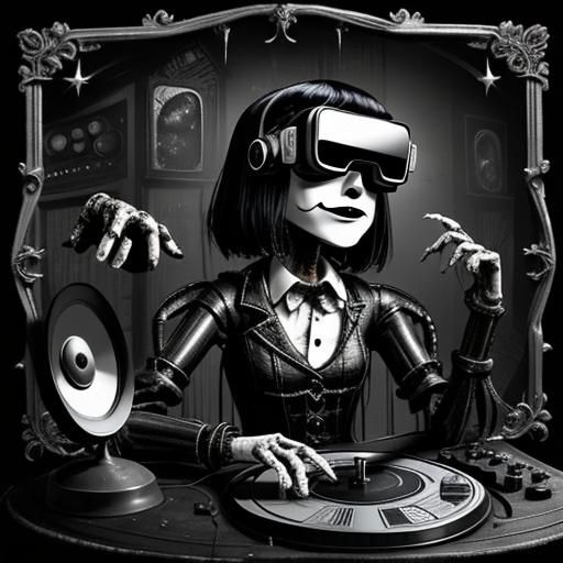 Cyberpunk Dummy in Haunted House B&W Photo