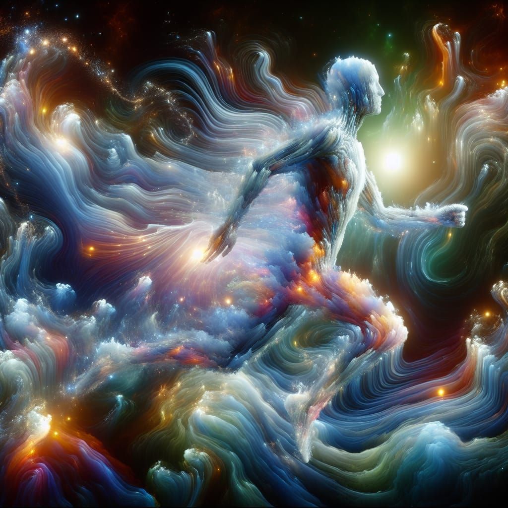 Ethereal Metamorphosis in Vibrant, Prismatic Hues