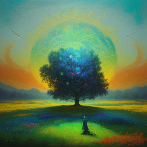 Sunlit Alyosha in a Dreamlike Field of Whispering Leaves