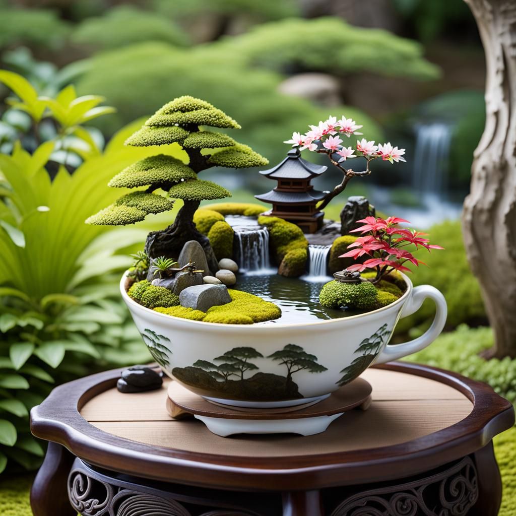 Zen garden teacup