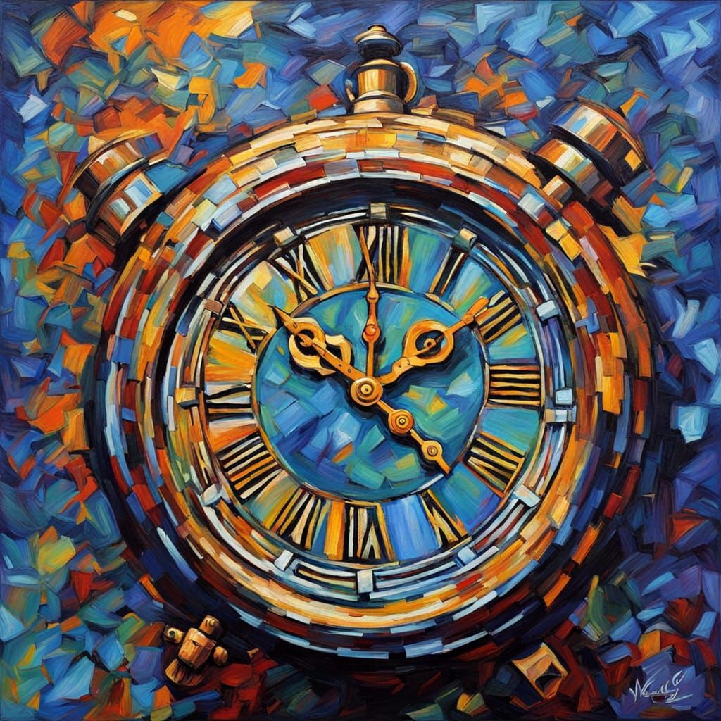 Surreal Clock Tower in Neo-Expressionist Oil Painting