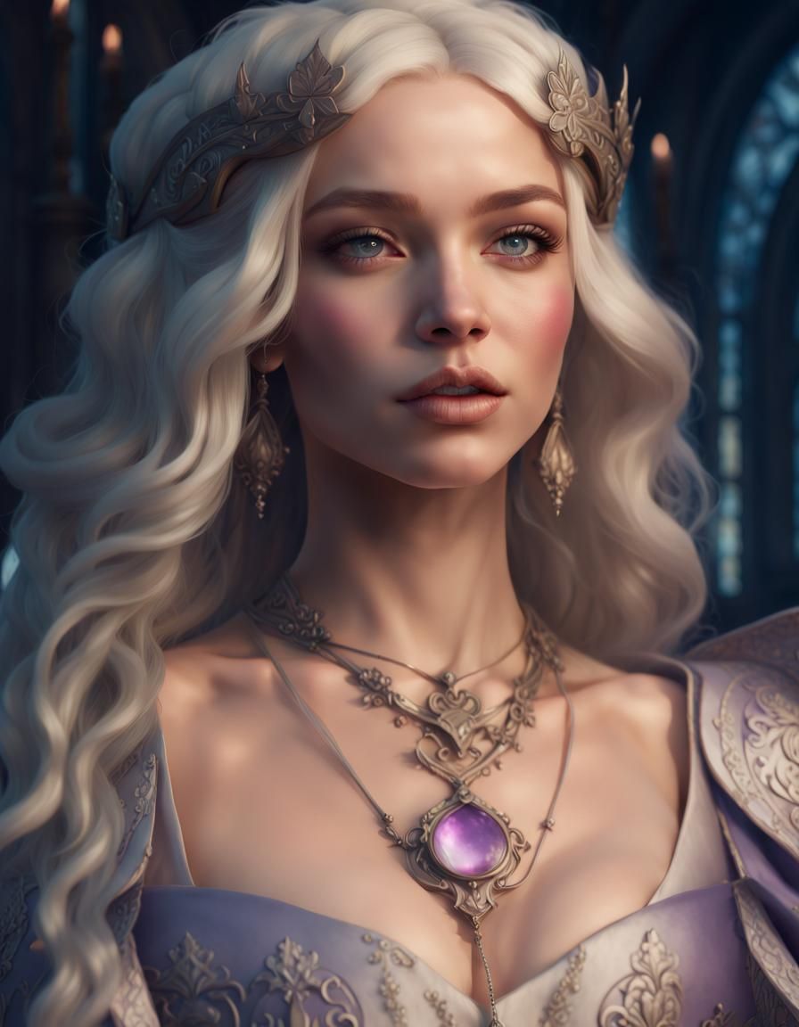 Medieval Queen Portrait in Hyperdetailed Digital Art