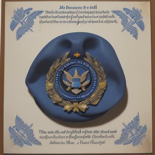Blue Beret, Military Medal, and Torn Document
