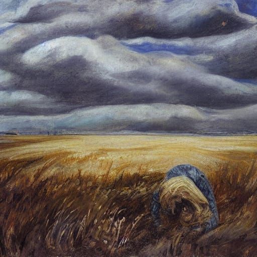 Man in Tattered Robes Amidst Receding Earth