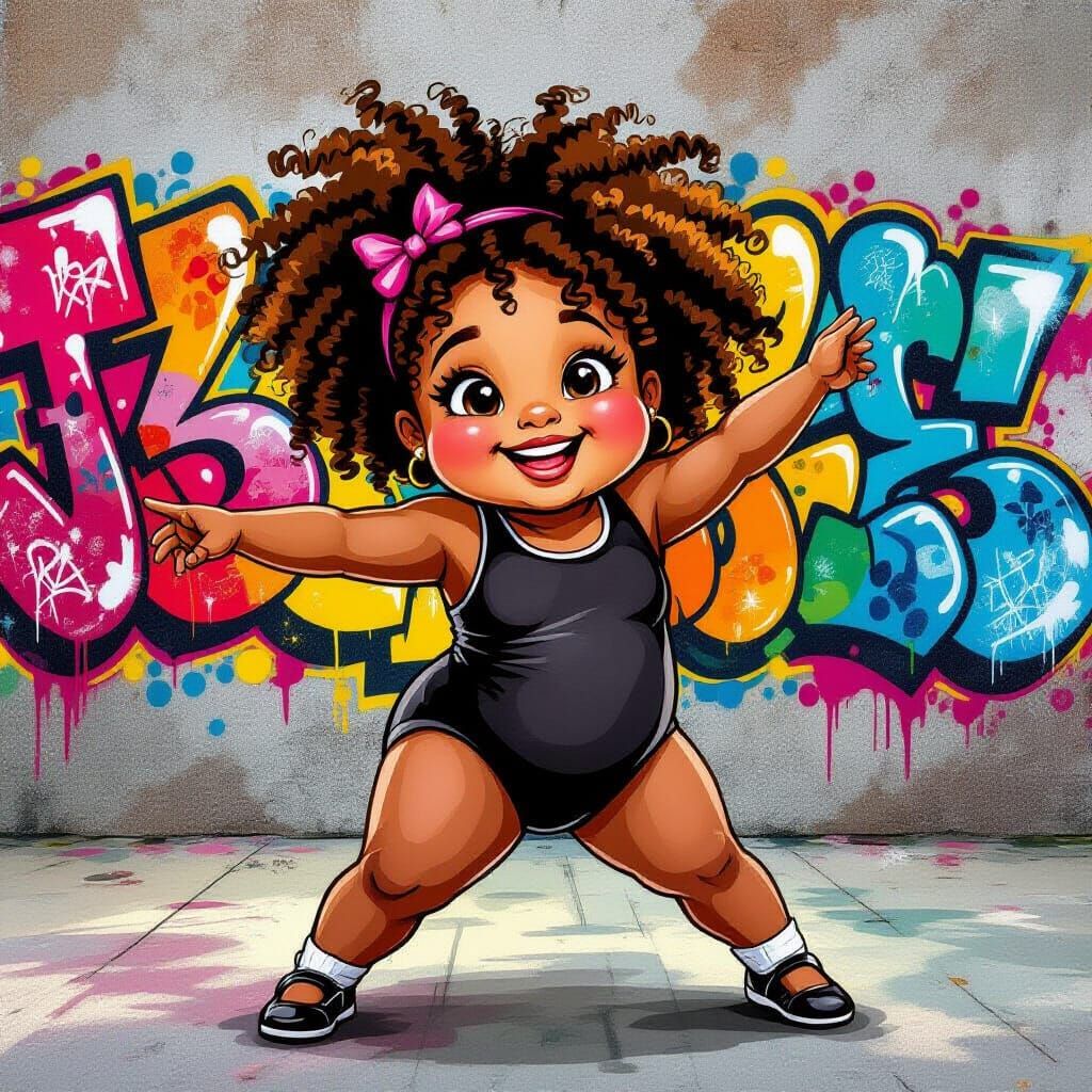 Joyful Jazz Dance Class in Graffiti Art Style