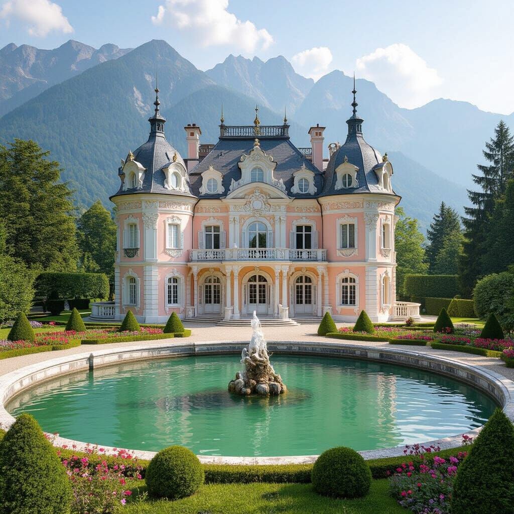 Pastel Rococo Mansion in the French Alps