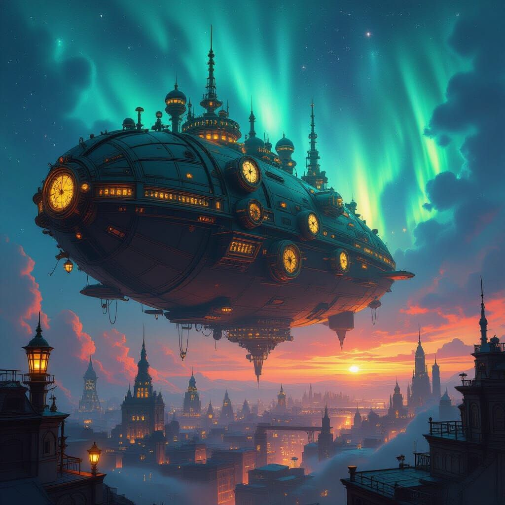 Steampunk City in Space Leviathan Shell