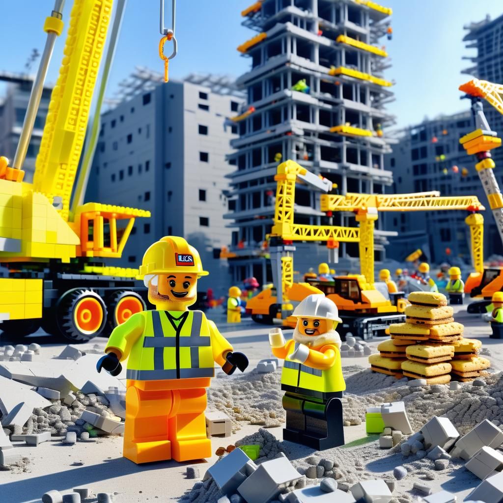 A LEGO minifigure in the role of an engineer is directing a ...