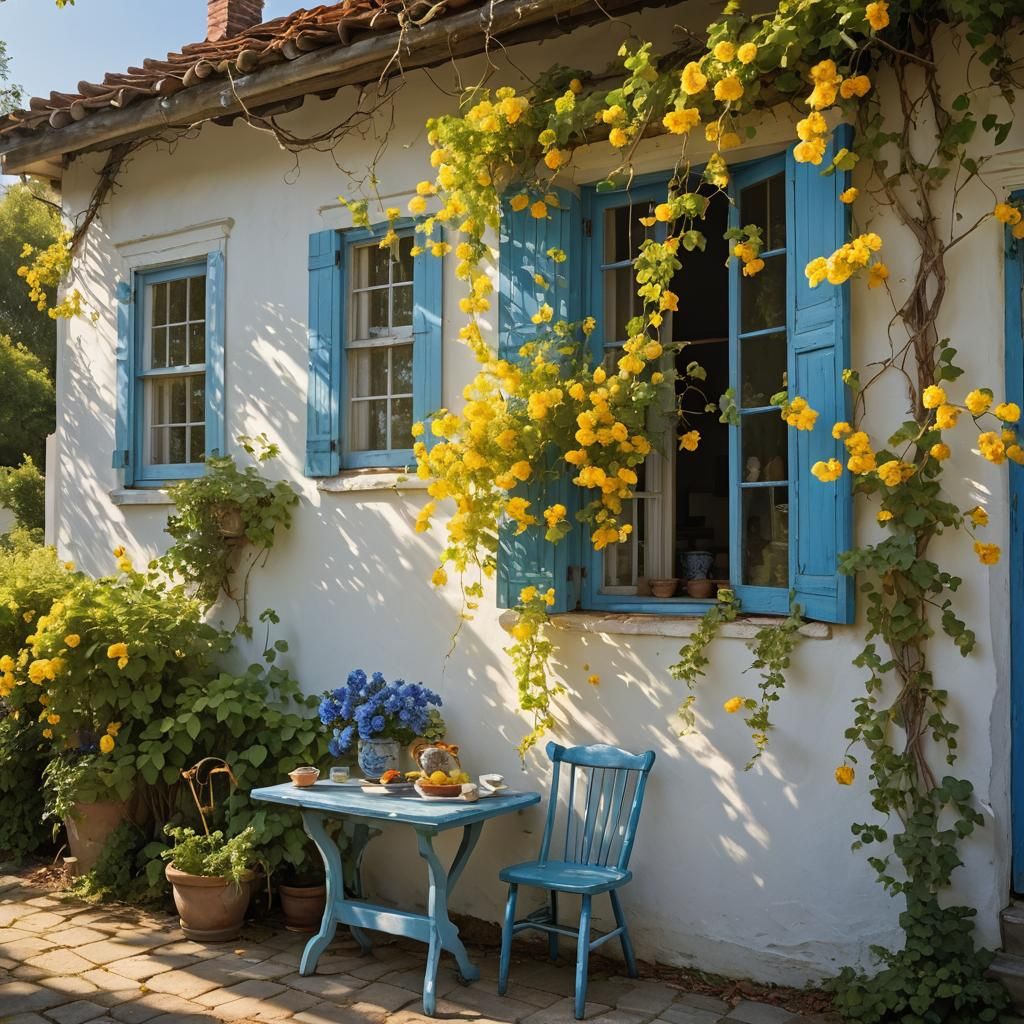 Southern House with Yellow Vine in Cosmic Style