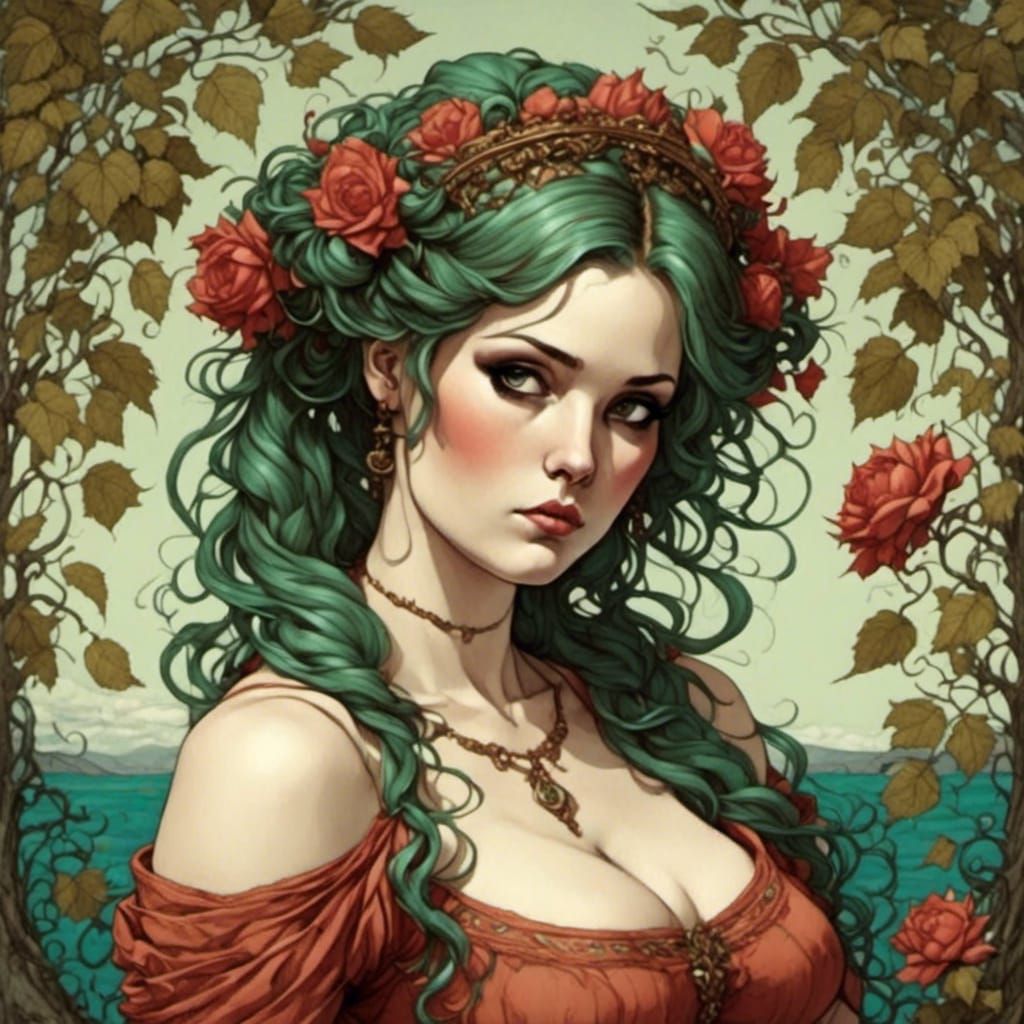 Botticelli Druidess Digital Portrait