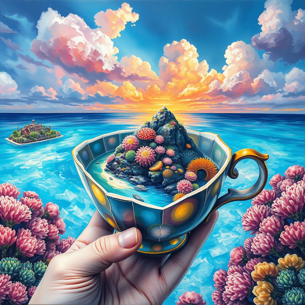 Atoll in Teacup: Gouache and Watercolor Fantasy