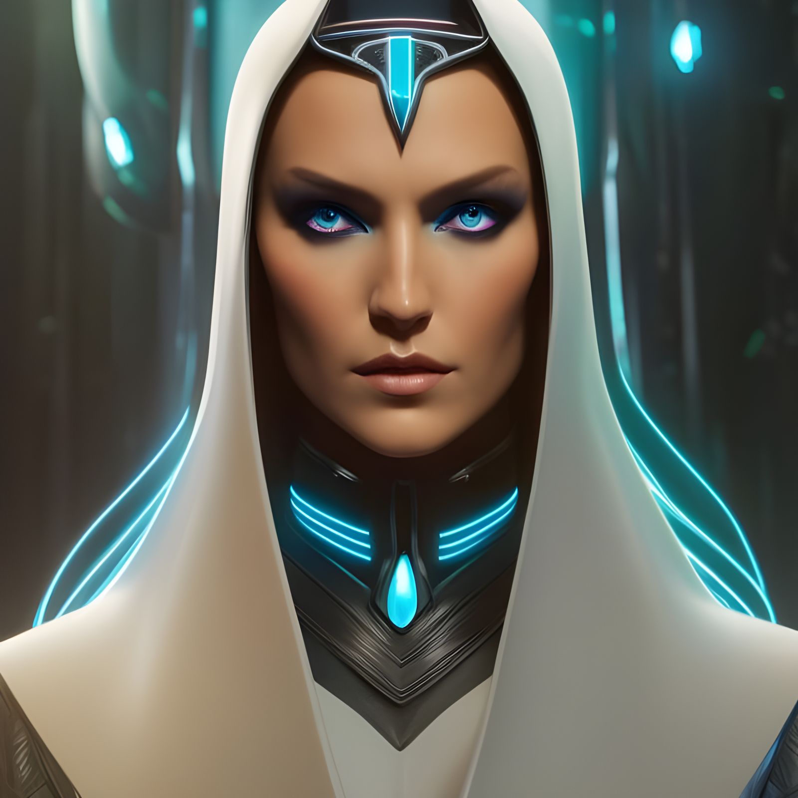 Morgana the Witch Portrait in Tron Style