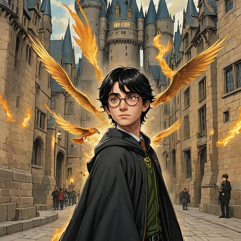 Hogwarts Students Casting Spells at Hogwarts