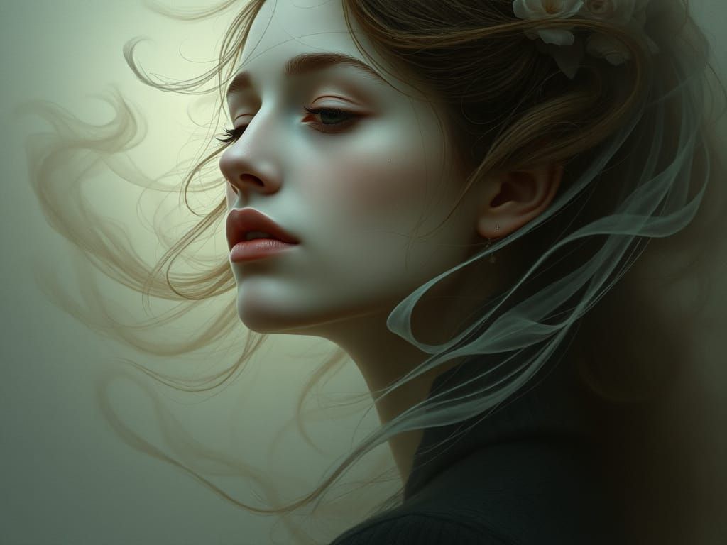 Ethereal Woman in Dreamlike, Symbolic Style