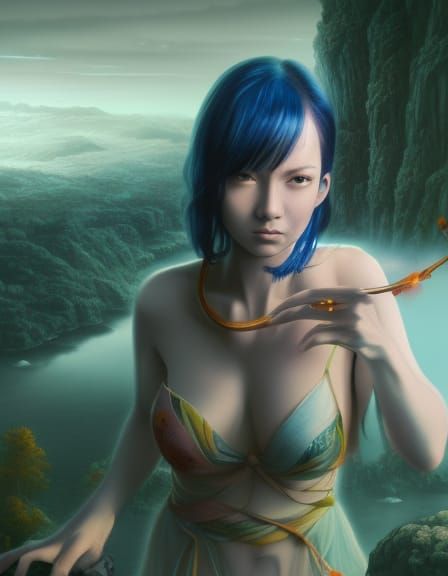 Beautiful Alien Lady in Clockpunk Style