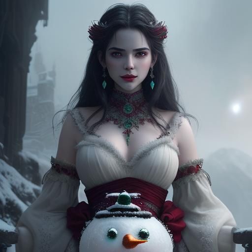 Snowman with Ruby Eyes and Emerald Mouth