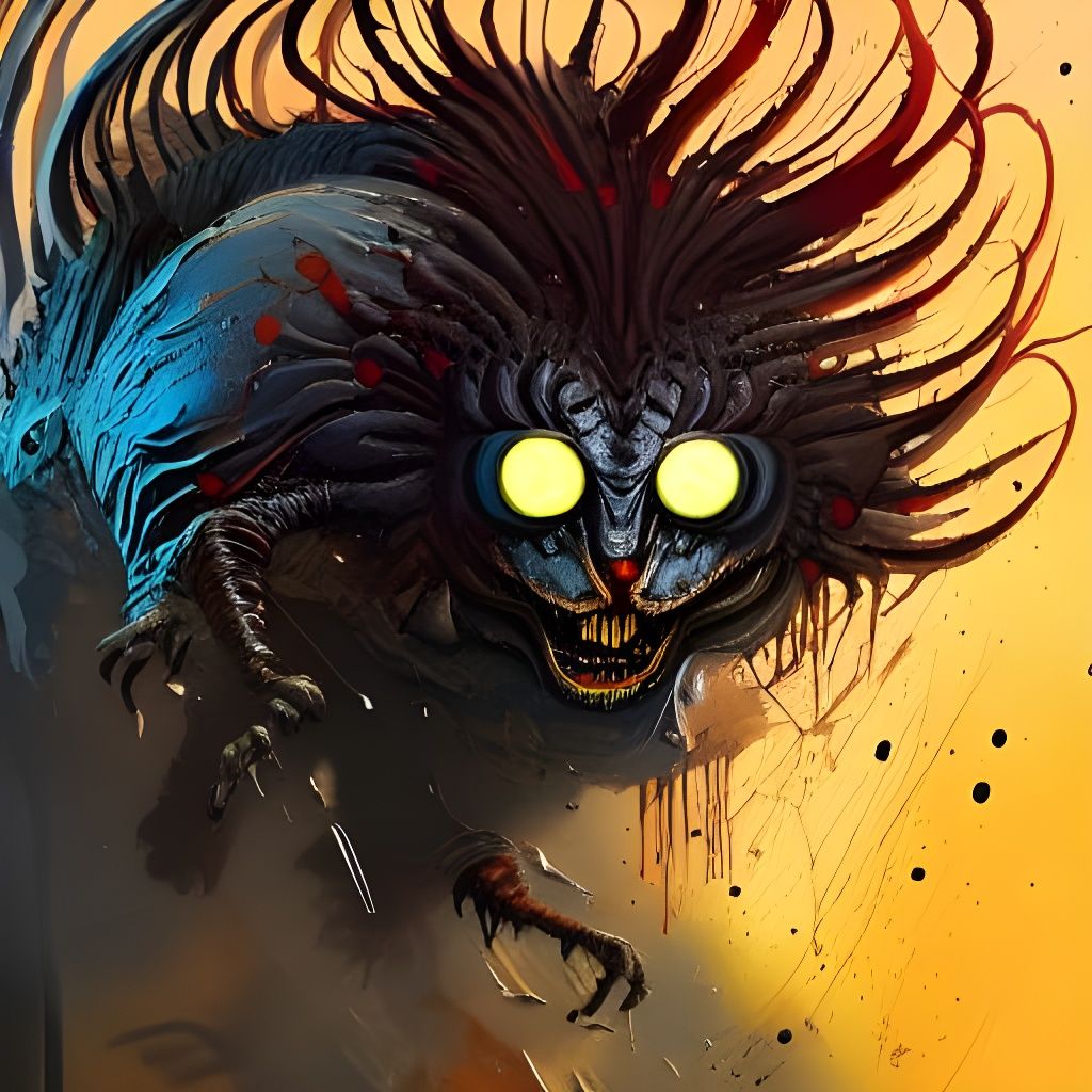 Terrifying Manticore with Glowing Eyes as Speedpaint