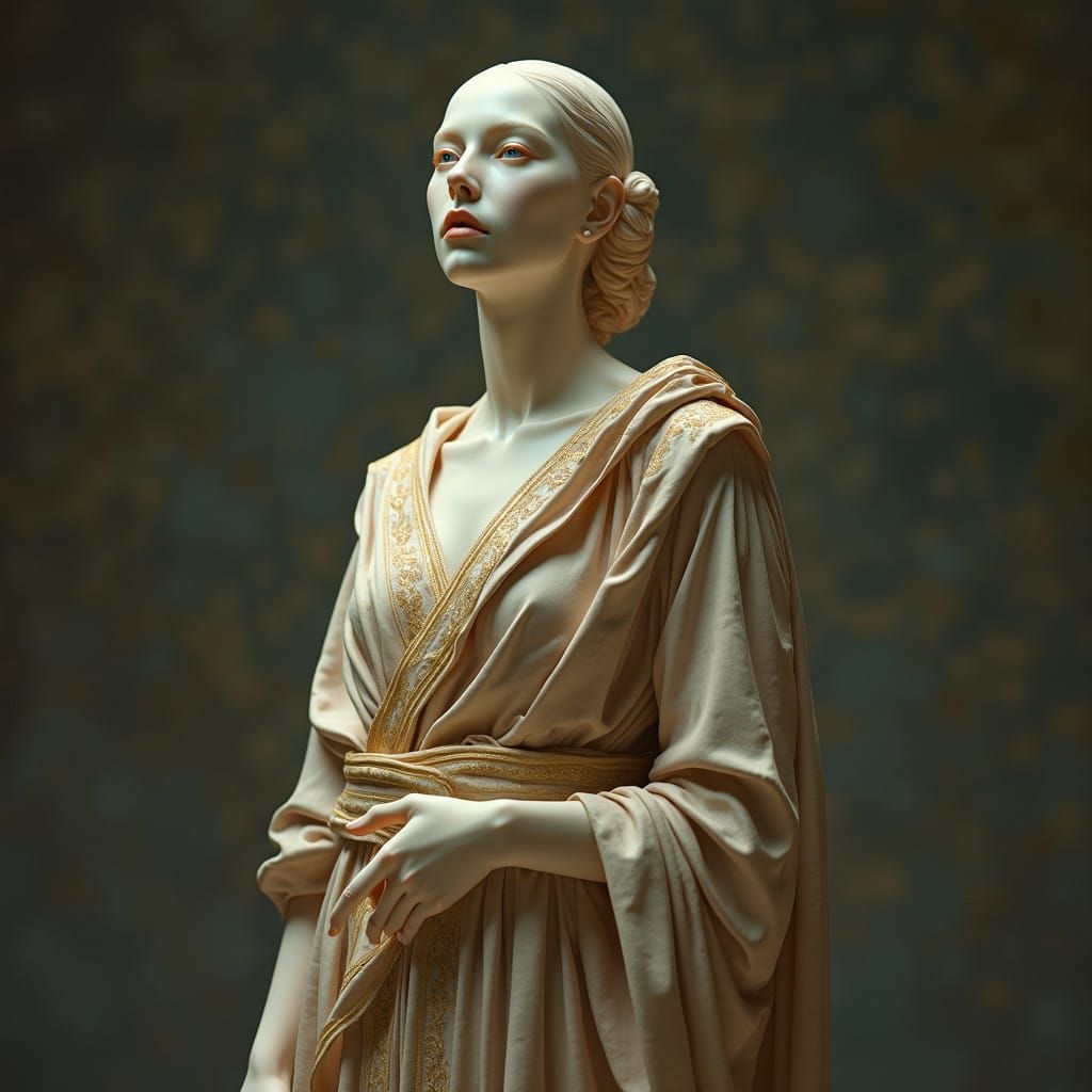 Glowing Marble Goddess in Earthy Robes