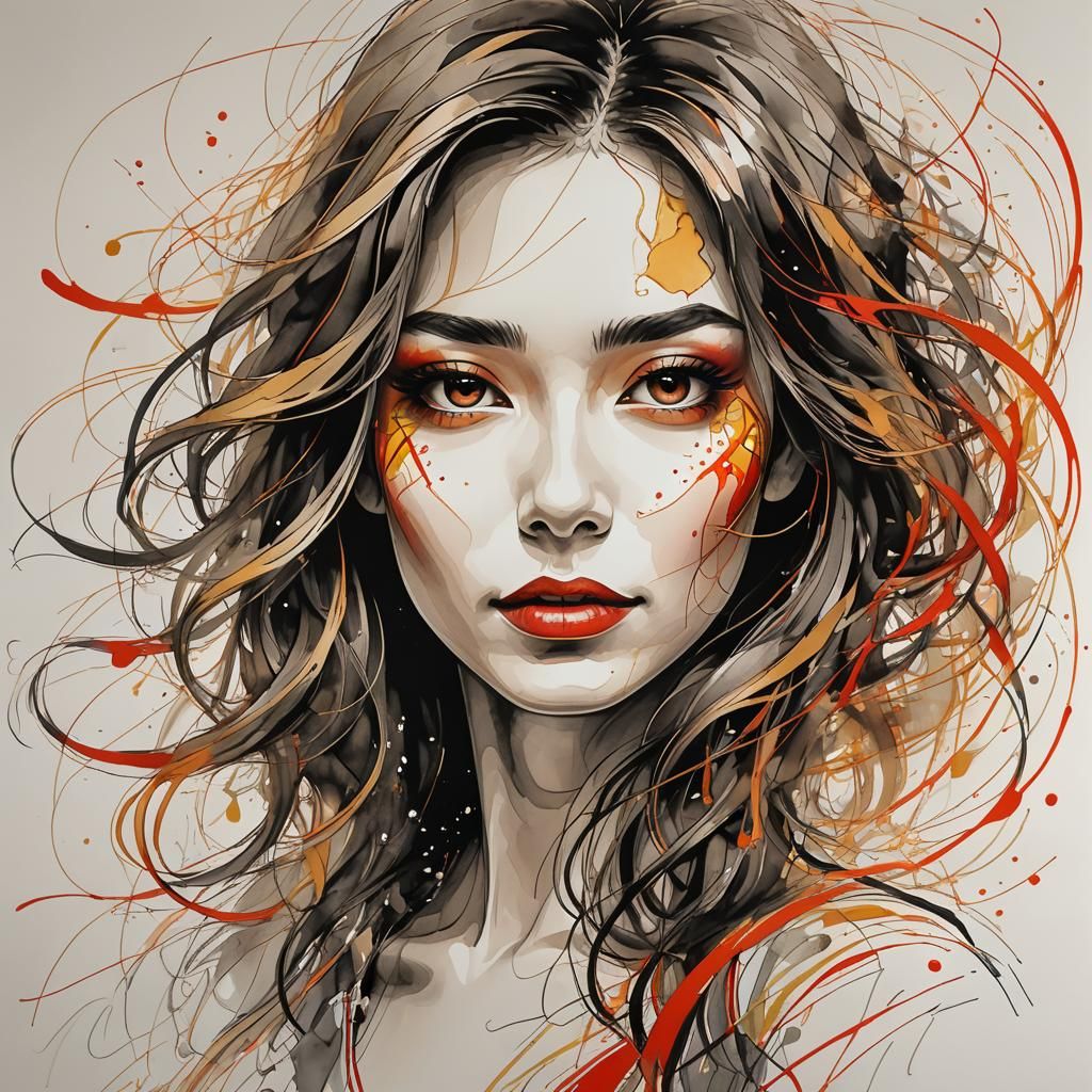 Ethereal Abstract Female Portrait in Digital Art Style