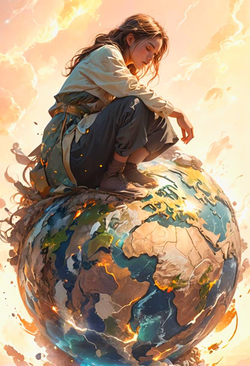 Girl on Earth: A Realistic Cinematic Stock Photo