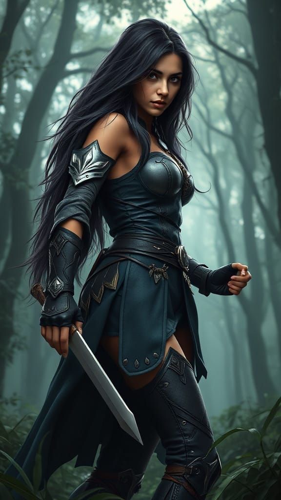 Majestic Fantasy Warrior Emerges in Enchanted Forest