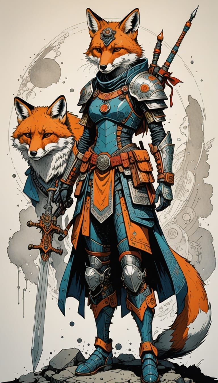Female Warrior in Fox-Themed Armor