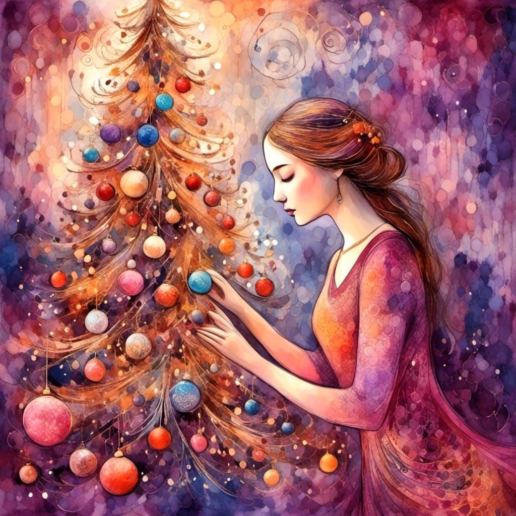 Festive Christmas Tree Decoration in Abstract Vector Style