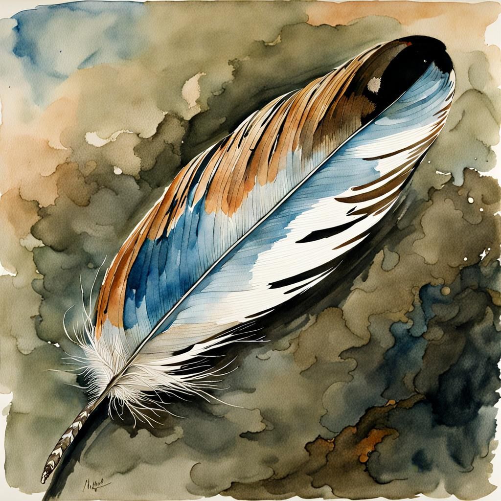 Watercolor Feather Painting in Winslow Homer Style