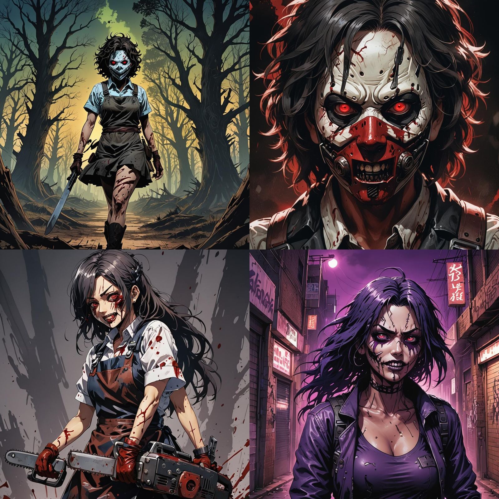 Manga-Style Leatherface Girl in Anime Art Style