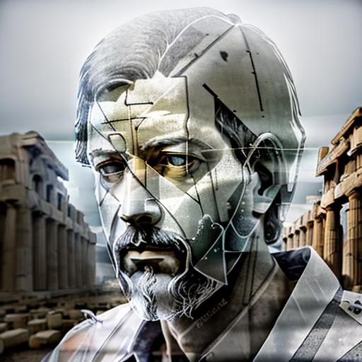 Double Exposure: Socrates and Parthenon Ruins