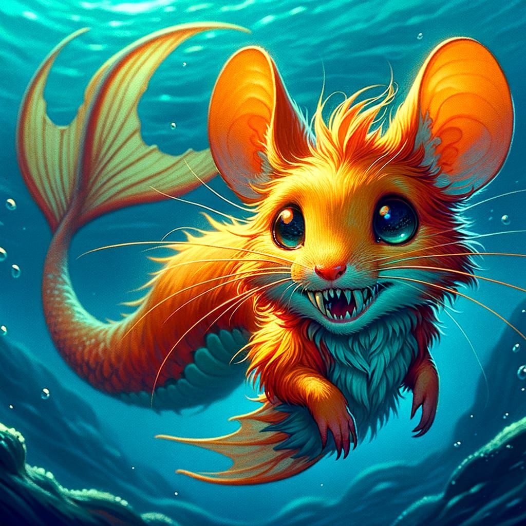 Orange Mousefolk Exploring the Ocean Depths