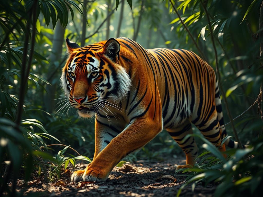 Vibrant Jungle Feline in Hyperrealistic Style