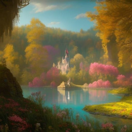Fairycore Castle in Spring Sunlight