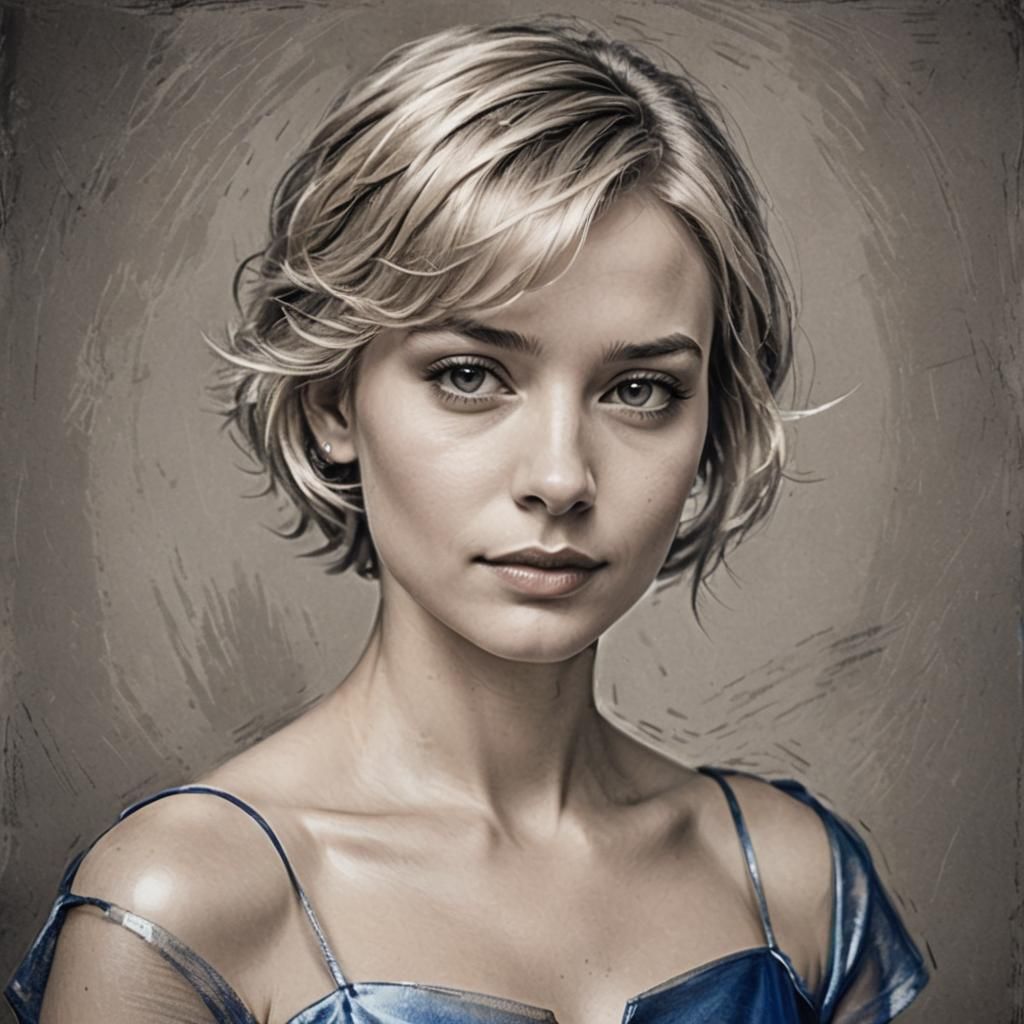 Elegant French Woman in Charcoal Sketch Style