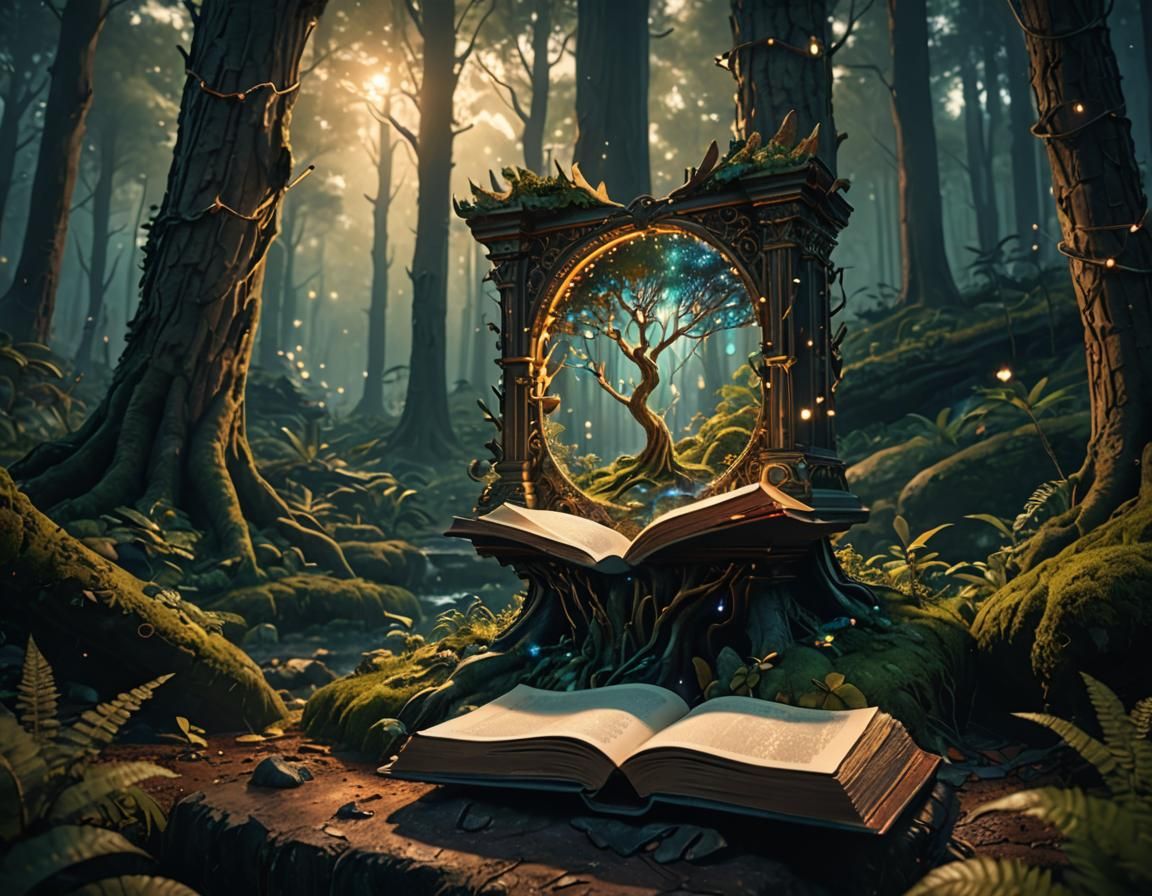 Mystical Forest Book Portal to a Fantasy Universe