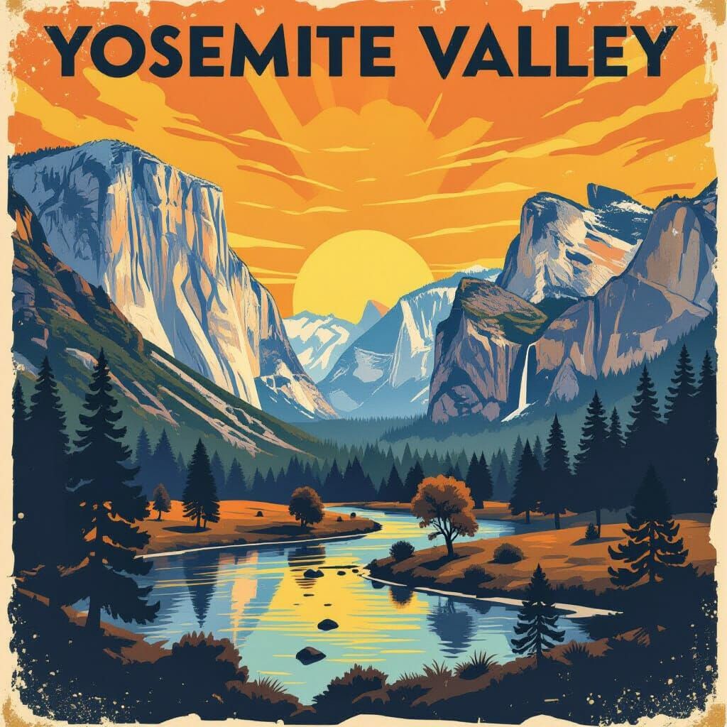 Retro Yosemite National Park Poster Art
