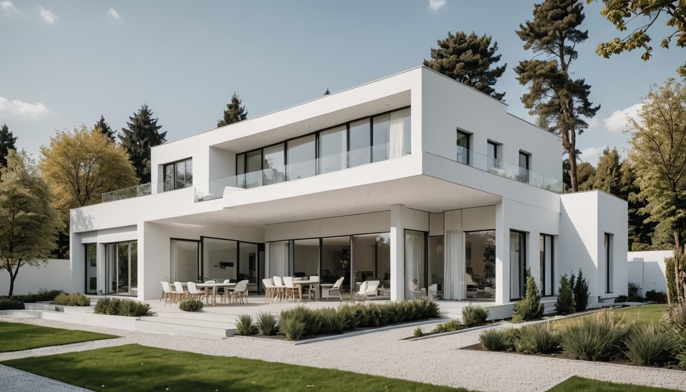 Modern Minimalist Villa in Garden Setting